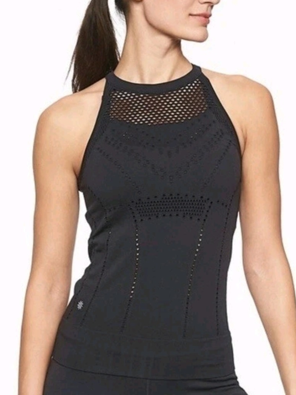 Athleta Black High-Neck Perforated Tank